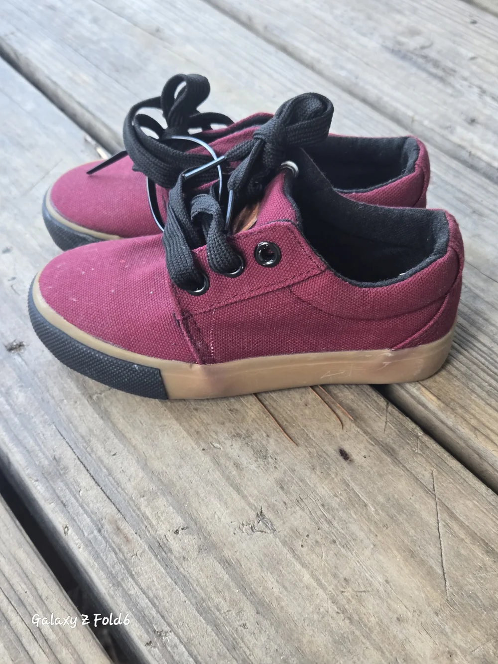 Kids Burgundy Canvas Sneakers with Black Laces